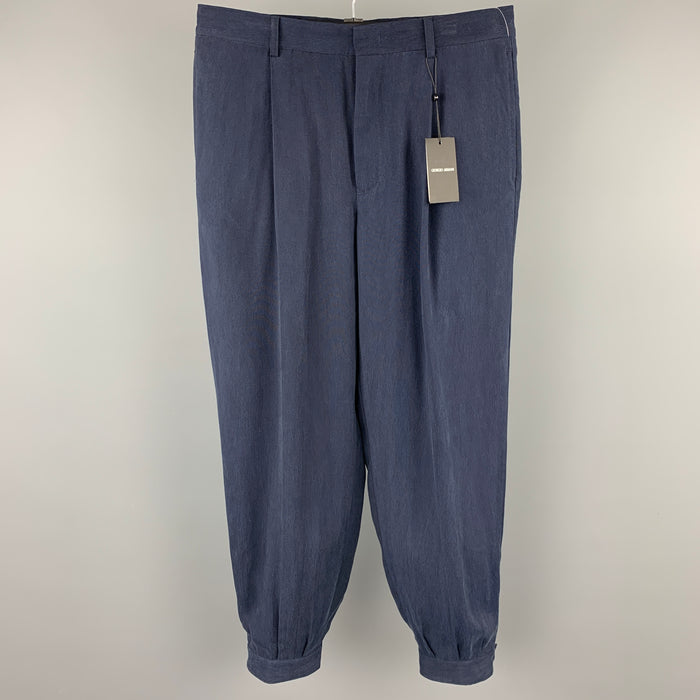 GIORGIO ARMANI Size 32 Navy Cupro Pleated Dress Pants