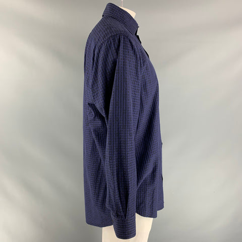 ETRO Size XL Purple & Black Pattern Cotton Button Up Long Sleeve Shirt