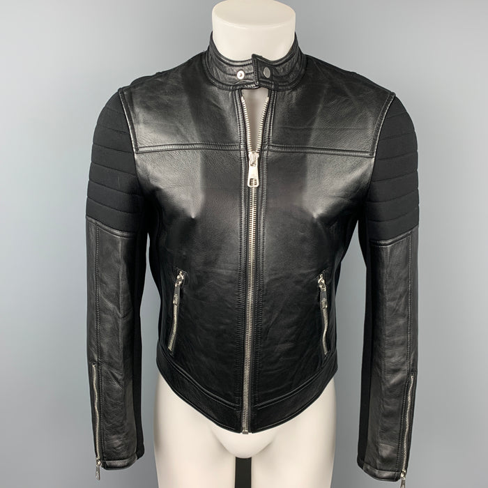 NEIL BARRETT Size XS Black Two Toned Viscose Zip Up Jacket