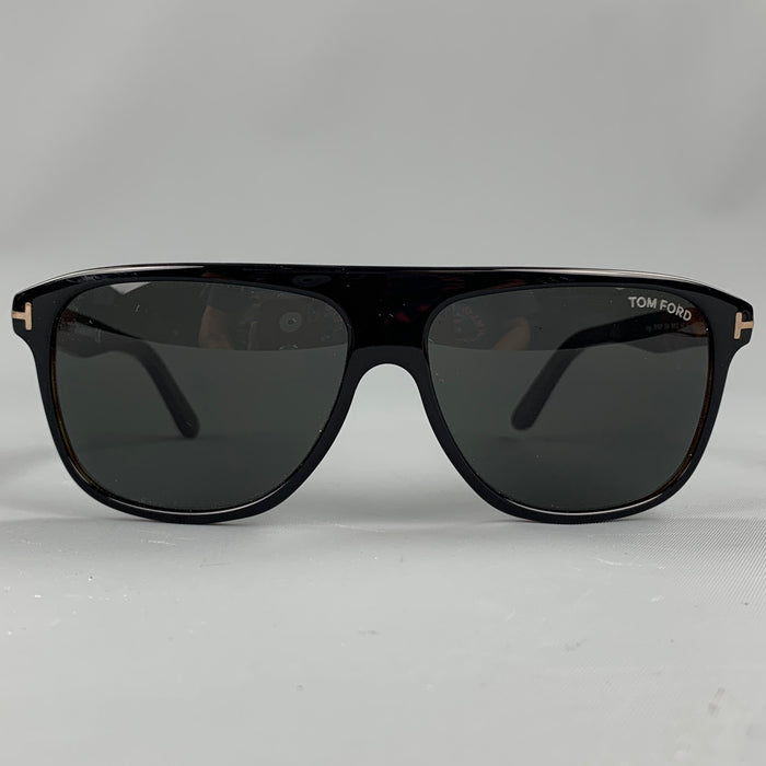 TOM FORD Black & Brown Tortoise Acetate Drop Sunglasses