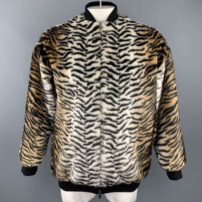 STELLA McCARTNEY Size S Black & Tan Tiger Faux Fur Jacket