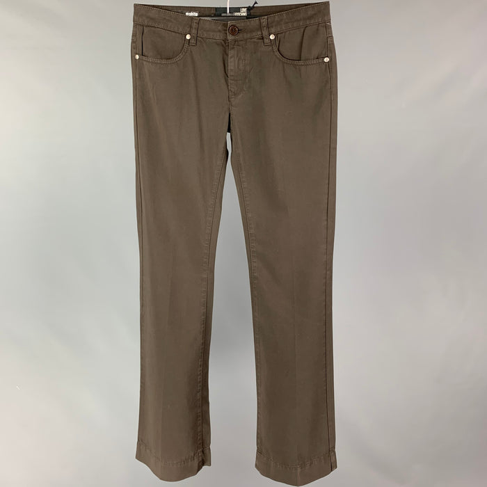 LOVE MOSCHINO Size 26 Brown Cotton Flat Front Casual Pants