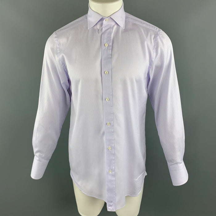 TOM FORD Size M Lavender Stripe Cotton Spread Collar Button Up Long Sleeve Shirt