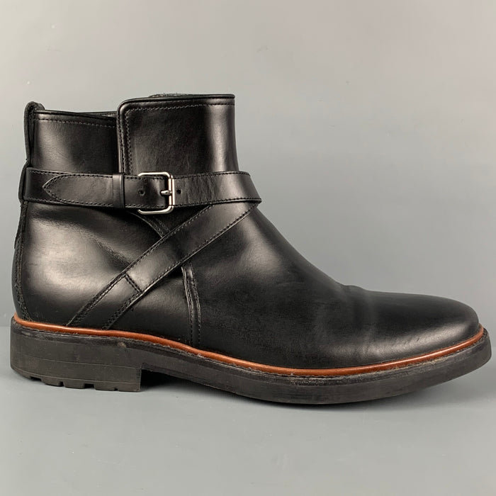 COACH Size 11 Black Leather Belted Ankle Boots