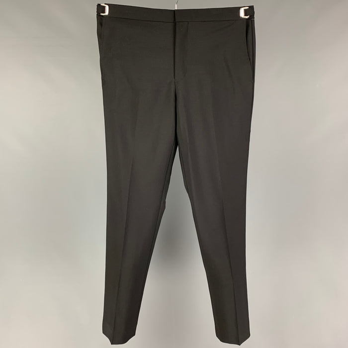 GIVENCHY Size 34 Black Wool Mohair Zip Fly Dress Pants