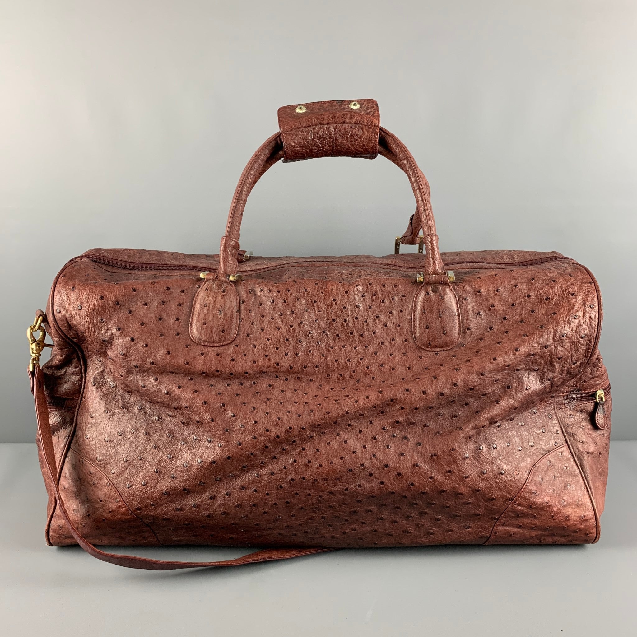 VINTAGE Burgundy Textured Ostrich Leather Carry-On Bags – Sui Generis  Designer Consignment