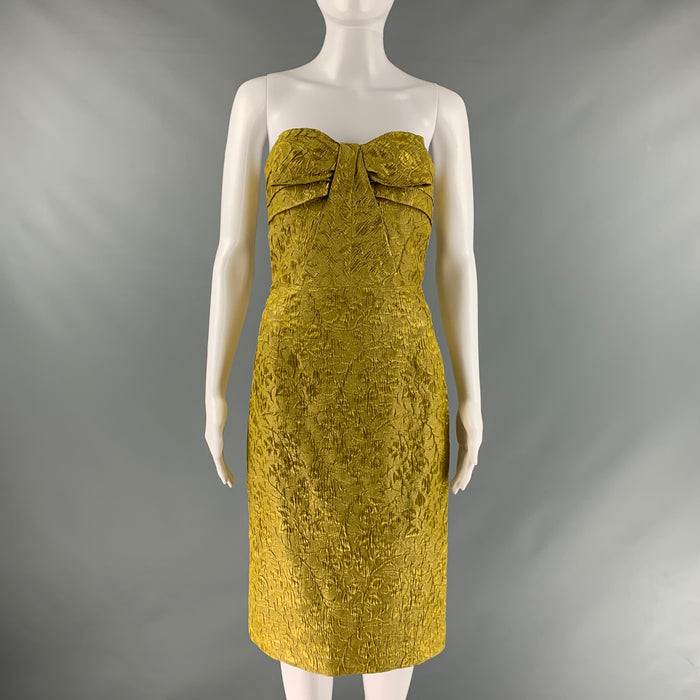 MICHAEL KORS COLLECTION Size 4 Gold Silk Blend Metallic Strapless Dress