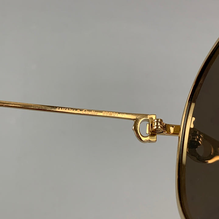 CARTIER Gold Metal Aviator Sunglasses