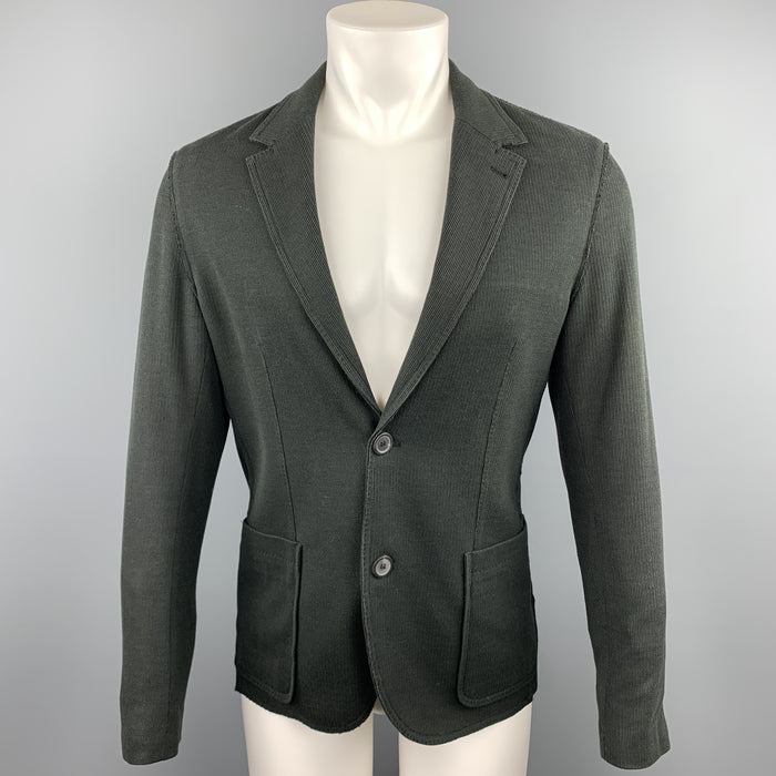 LANVIN Size 38 Charcoal Woven Cotton Notch Lapel Sport Coat