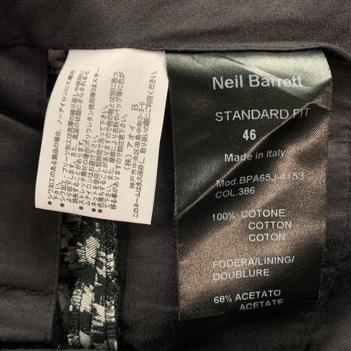 NEIL BARRETT Size 30 Black & Grey Zig Zag Cotton Cropped Dress Pants