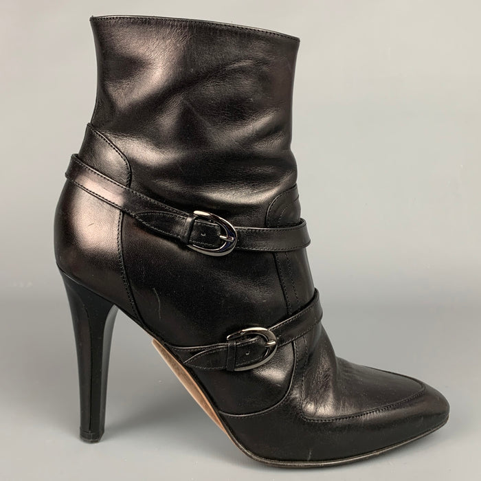 JIMMY CHOO Size 8.5 Black Leather Ankle Boots