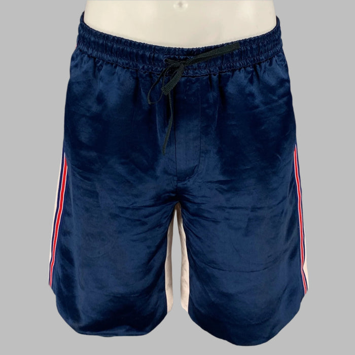 GUCCI Size M Blue Beige Color Block Acetate Athletic Shorts