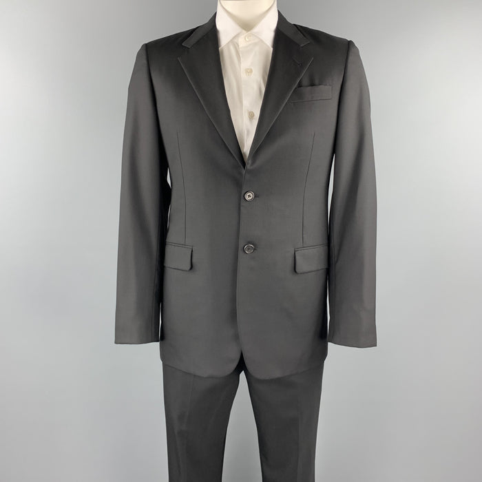 PRADA 40 Regular Black Wool / Silk Notch Lapel Suit