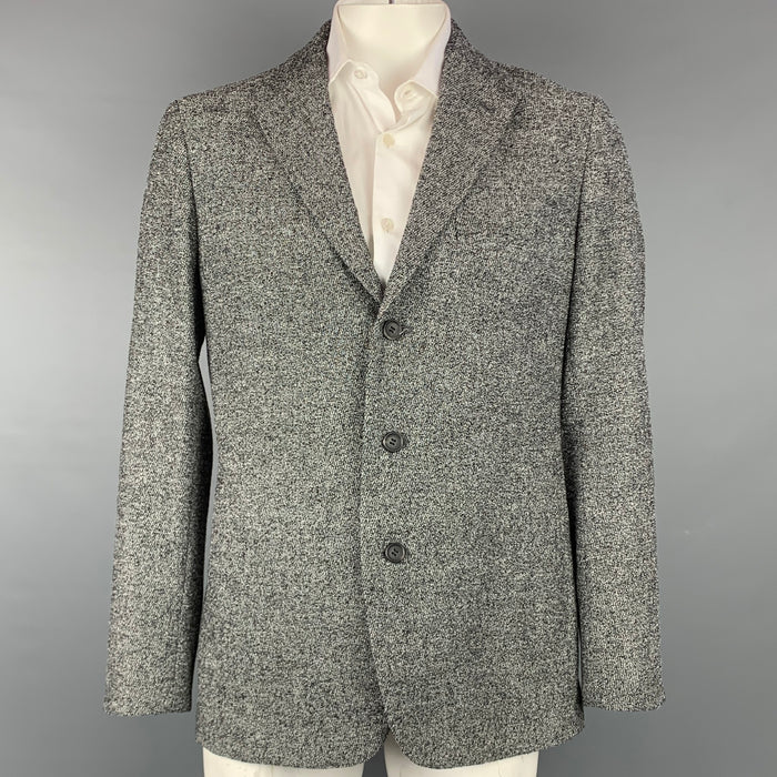 ISSEY MIYAKE Size 44 Black & White Textured Notch Lapel Sport Coat