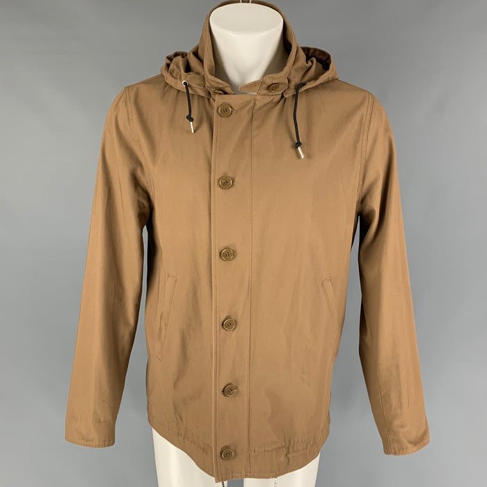 SANDRO Size S Tan Cotton Zip & Buttons Jacket