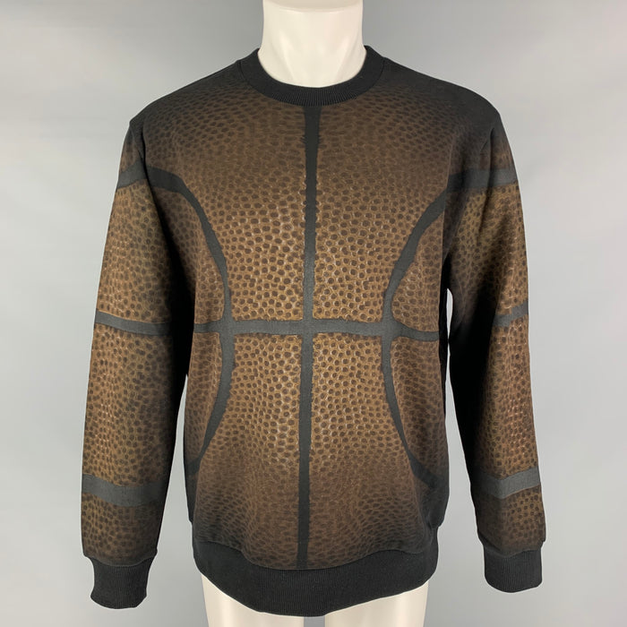 GIVENCHY Fall 2014 Basketball Collection by Ricardo Tisci Size S Black Brown Graphic Cotton Crew-Neck Sweatshirt