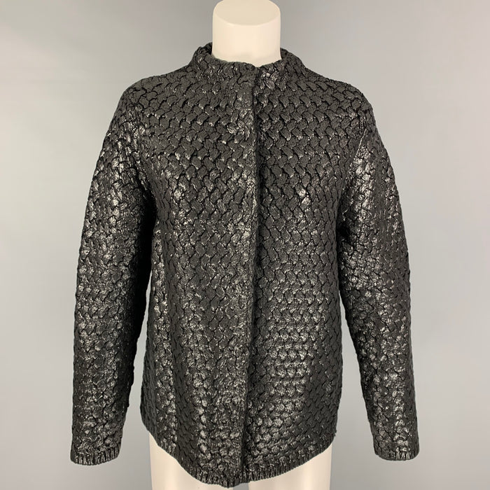 MARC JACOBS Chaqueta sin cuello con botones a presión de lana de punto negra talla L