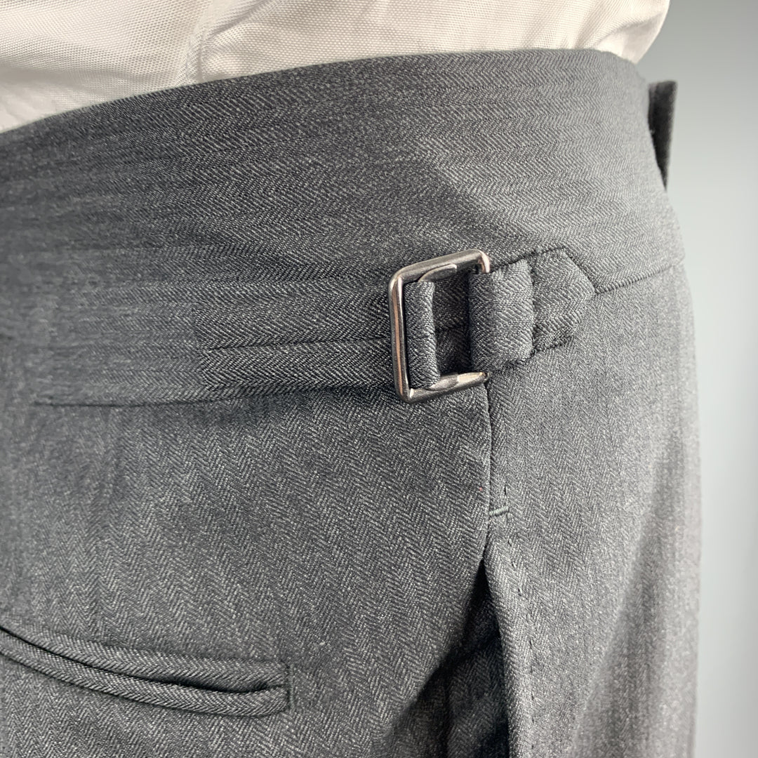 TOM FORD Taille 50 Costume à revers cranté en laine anthracite à chevrons