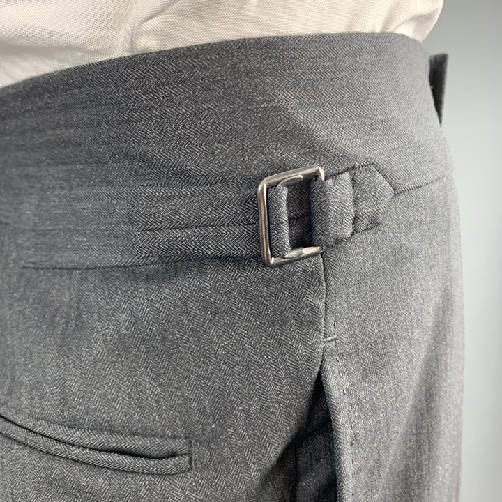 TOM FORD Taille 50 Costume à revers cranté en laine anthracite à chevrons