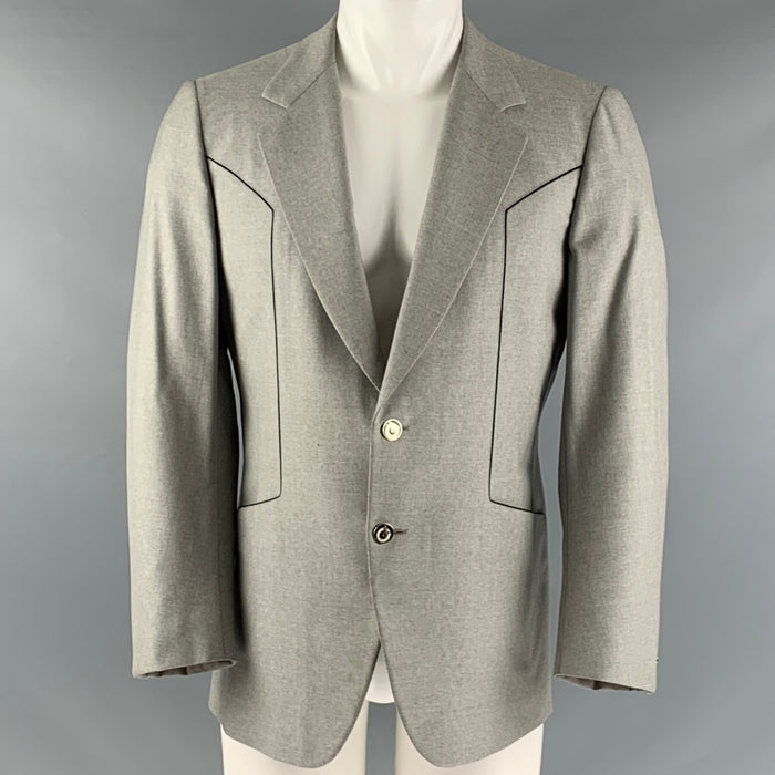 BRIONI Size 40 Grey Contrast Stitch Wool Single Breasted Sport Coat