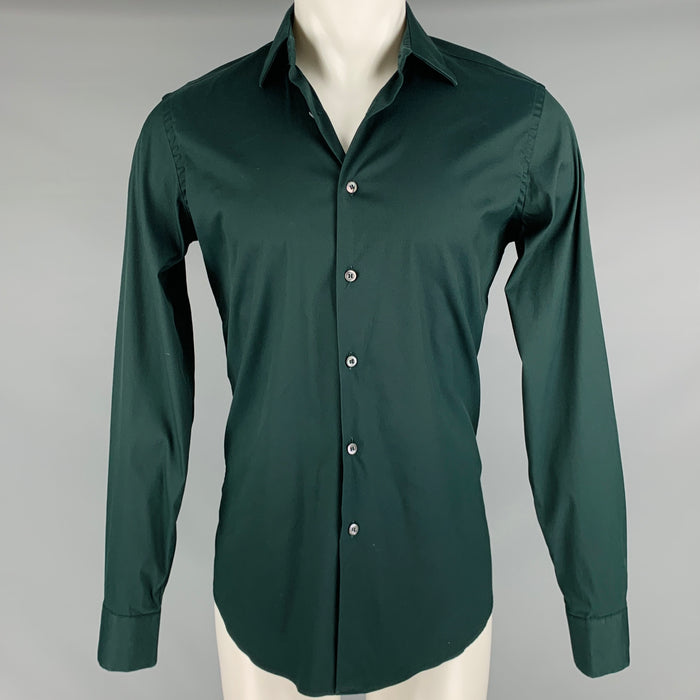 PRADA Size S Green Cotton Elastane Button Up Long Sleeve Shirt