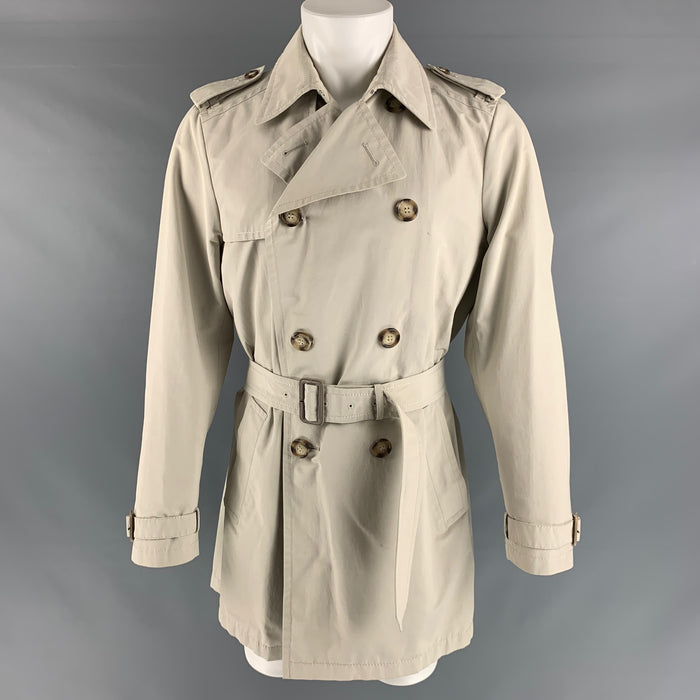 PRADA Size 38 Ivory Solid Cotton Polyester Trench Coat
