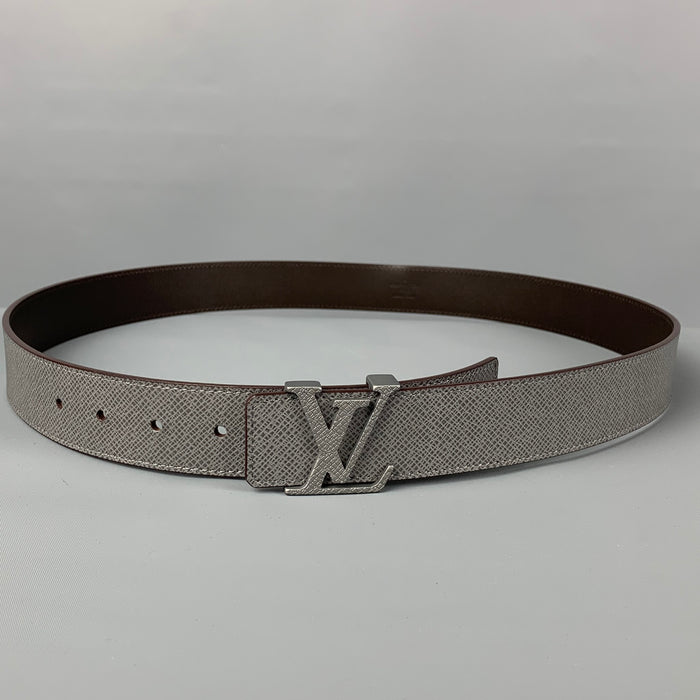 LOUIS VUITTON Size 40 Grey Taiga Leather Belt