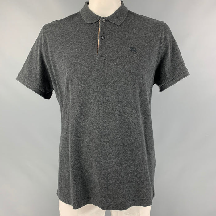 BURBERRY BRIT Size XXL Dark Gray Solid Cotton Polo