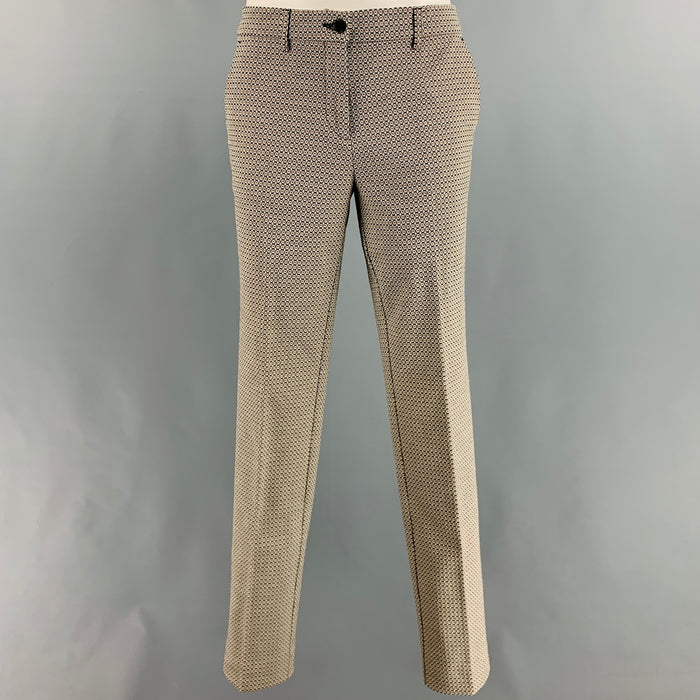 ETRO Size 4 Beige Black Cotton Blend Squares Dress Pants