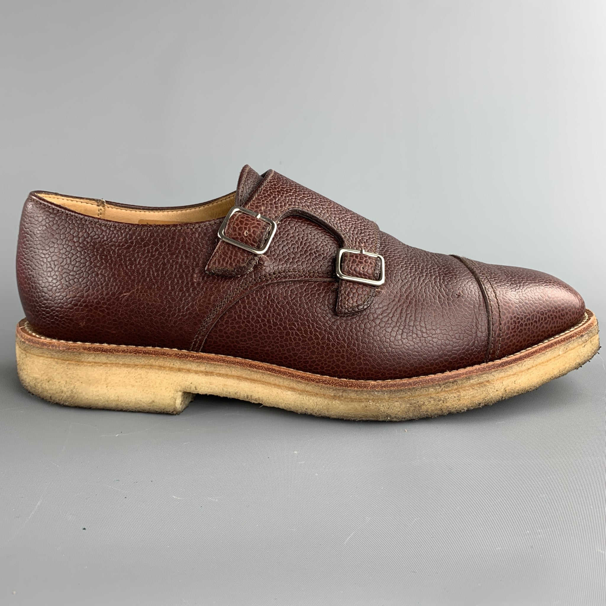 MARC MCNAIRY Size 10 Brown Leather Double Monk Strap Loafers  display picture 3