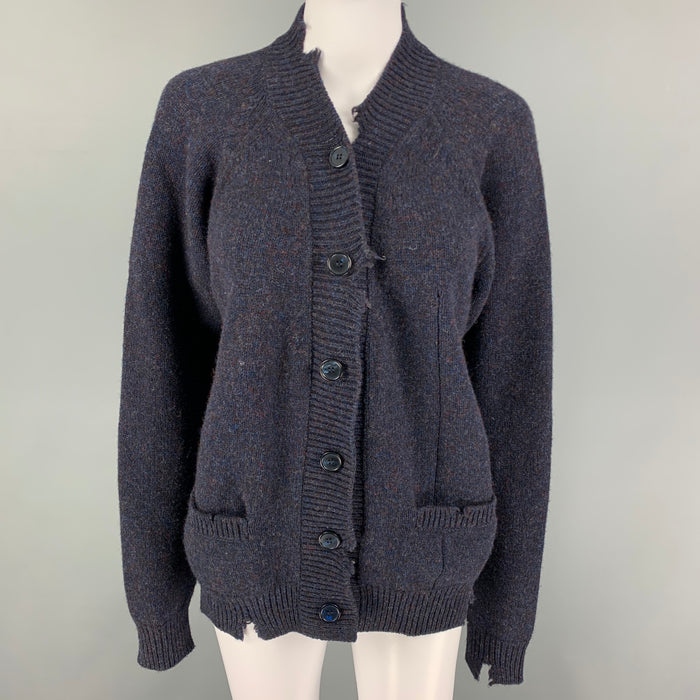 MAISON MARGIELA Size S Navy Knitted Lana Wool Cardigan