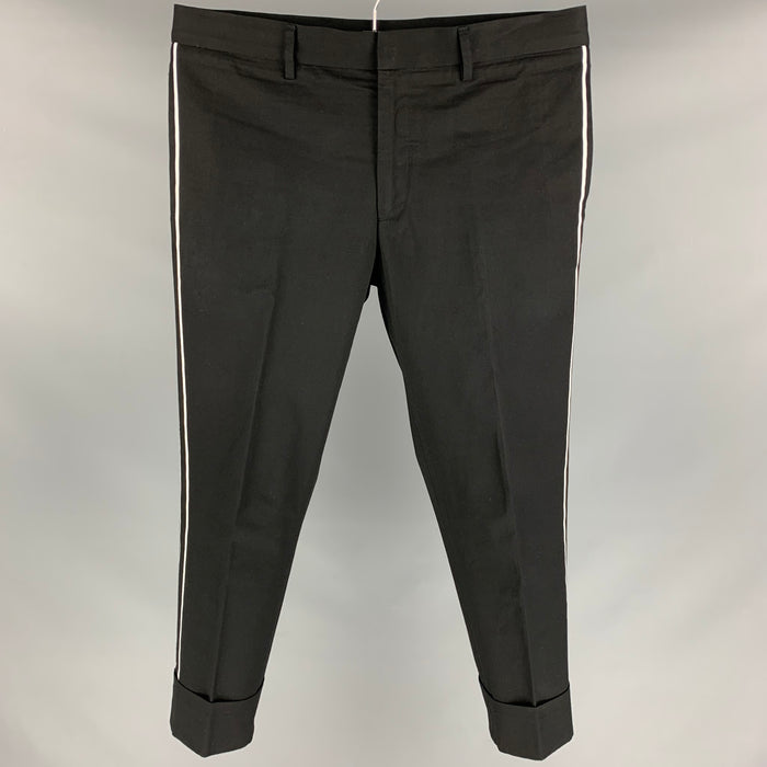 JIL SANDER Size 32 Black White Cotton Zip Fly Dress Pants