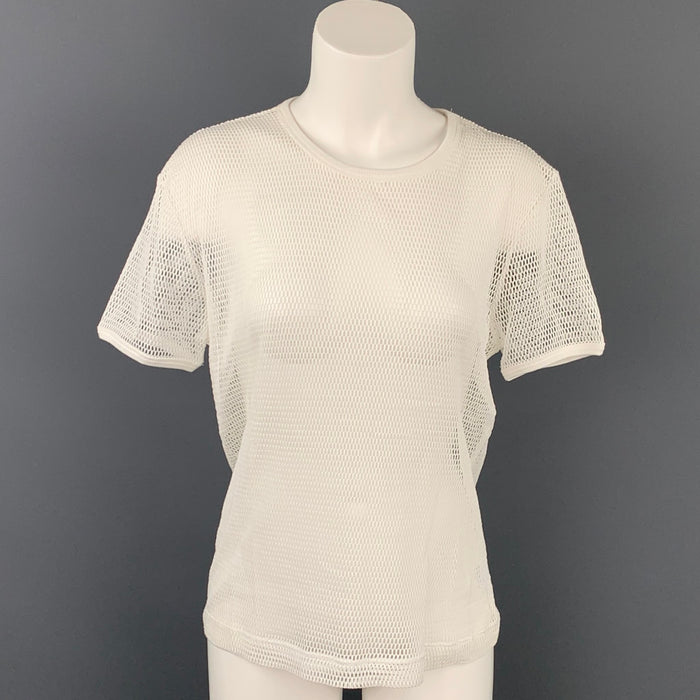 DRIES VAN NOTEN Size L White Mesh Cotton T-Shirt