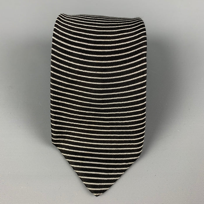 JEAN PAUL GAULTIER Black White Tapestry Silk Les Grandes Aventures Tie