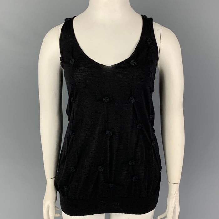 LOUIS VUITTON Talla L Top casual sin mangas con aplique negro