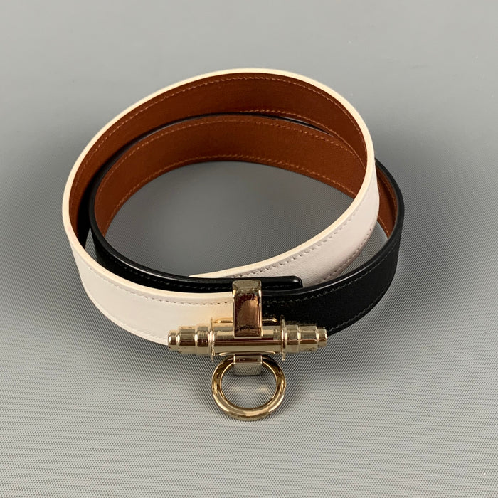 GIVENCHY Black White Gold Metal Leather Metal Obsedia Bracelet