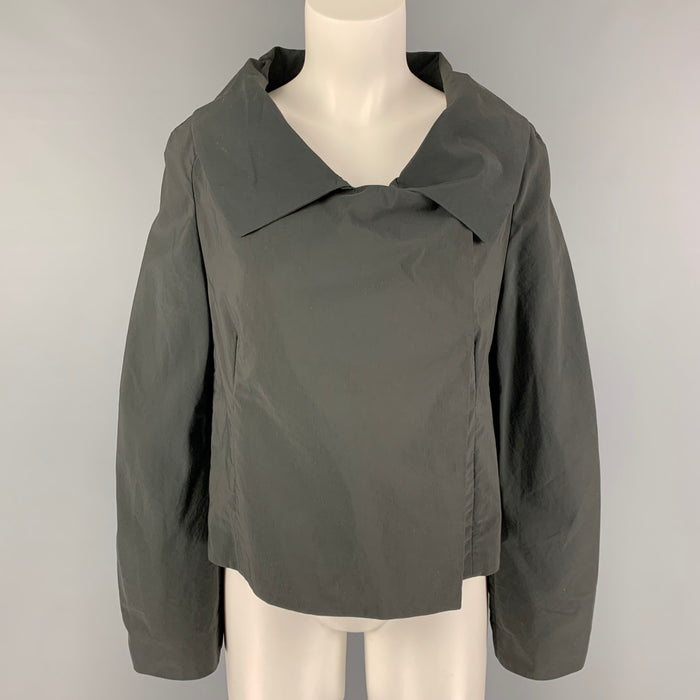 MARNI Size 2 Slate Cotton Nylon Hidden Snaps Cropped Jacket