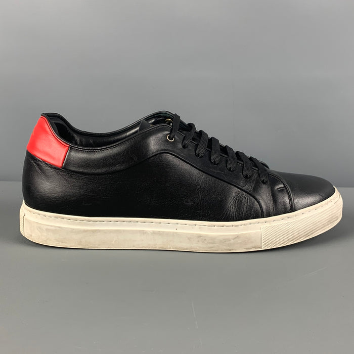 PAUL SMITH Talla 10 Zapatillas de deporte de cuero negro rojo