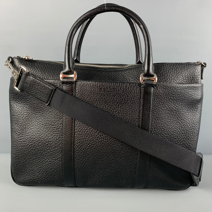 BALLY Black Pebble Grain Leather Shoulder Bag