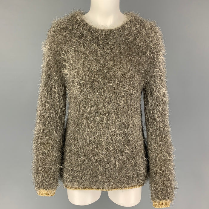 COMME des GARCONS TRICOT Size S Silver Knit Nylon Blend Mary Jane Sweater