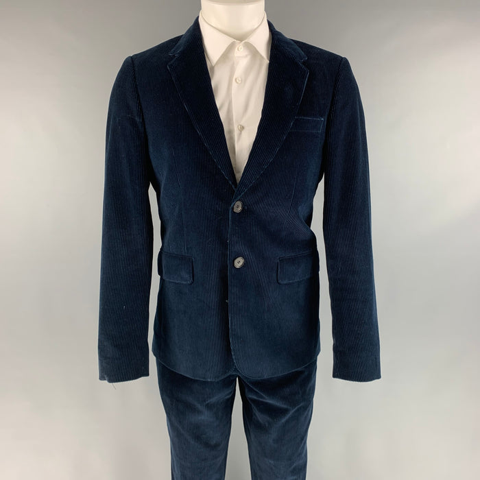 SANDRO Size 38 Navy Corduroy Cotton Notch Lapel Suit