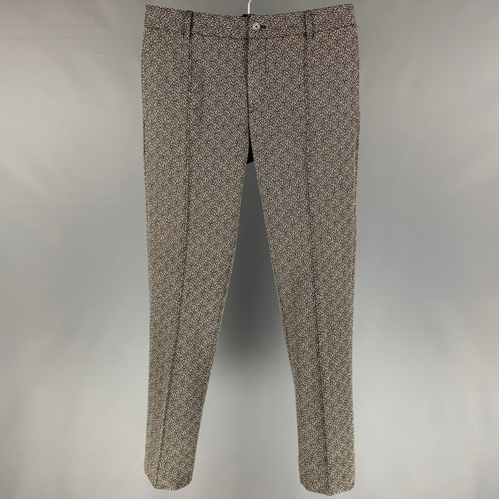 GIORGIO ARMANI Talla 32 Pantalón de vestir gris y negro con cremallera y bragueta