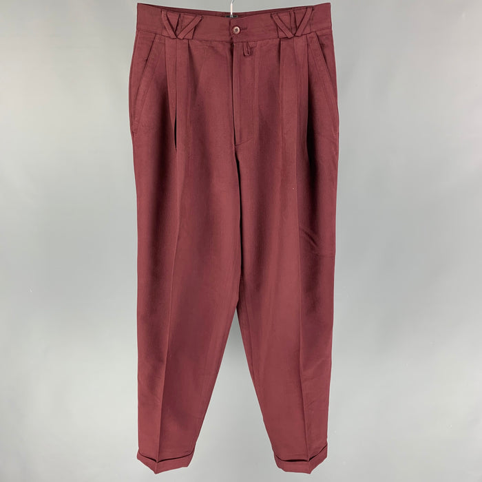 Vintage VERSUS by GIANNI VERSACE Size 32 Burgundy Pleated Wide Leg Casual Pants