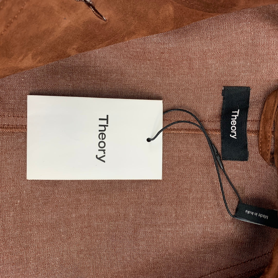 THEORY Size S Brown Suede Lamb Skin Trench Coat