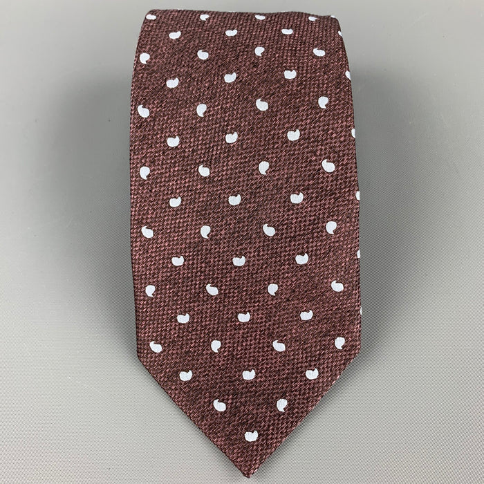 ERMENEGILDO ZEGNA Burgundy & Grey Jacquard Silk Tie