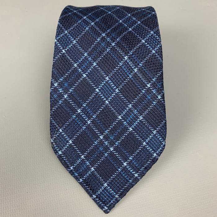 KITON Navy & Light Blue Plaid Tie