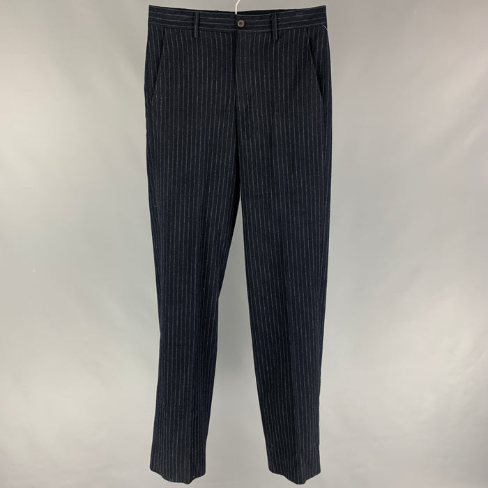 GIORGIO ARMANI Size 32 Navy Pinstripe Wool Blend Dress Pants