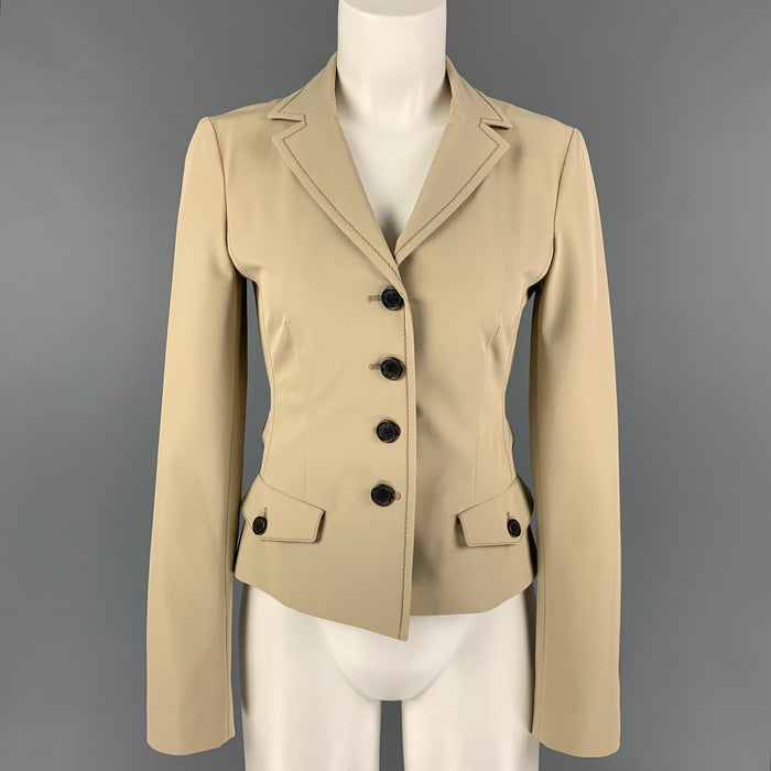 PRADA Size 4 Beige Polyester Contrast Stitch Jacket