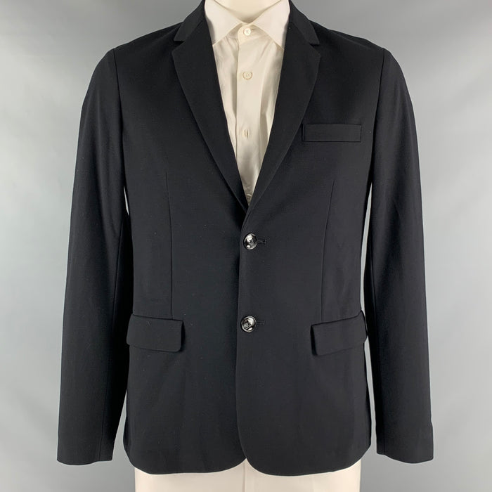 EMPORIO ARMANI Size 42 Black Solid Viscose Blend Notch Lapel Sport Coat