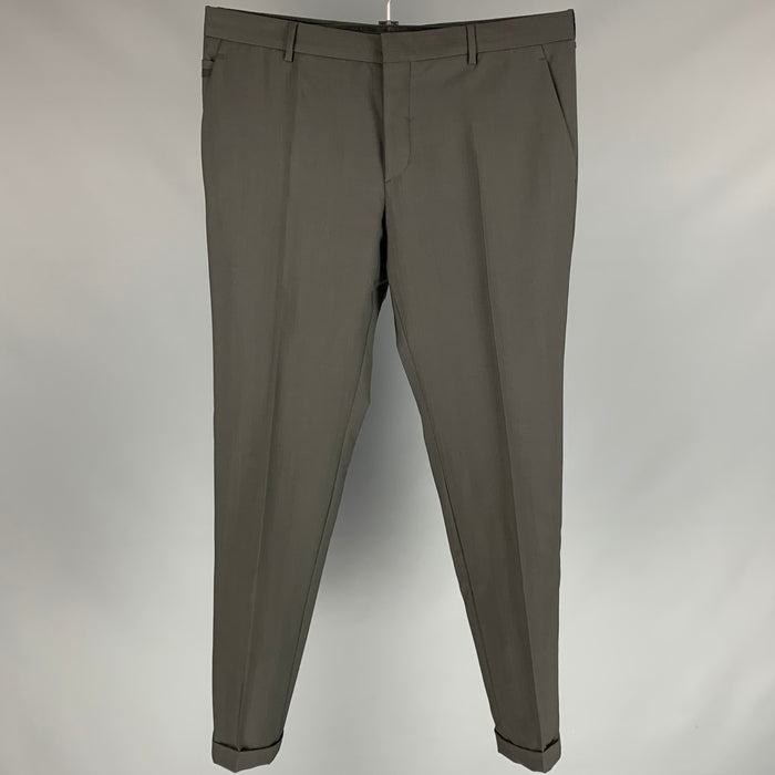 PRADA Size 36 Dark Gray Wool / Mohair Zip Fly Dress Pants